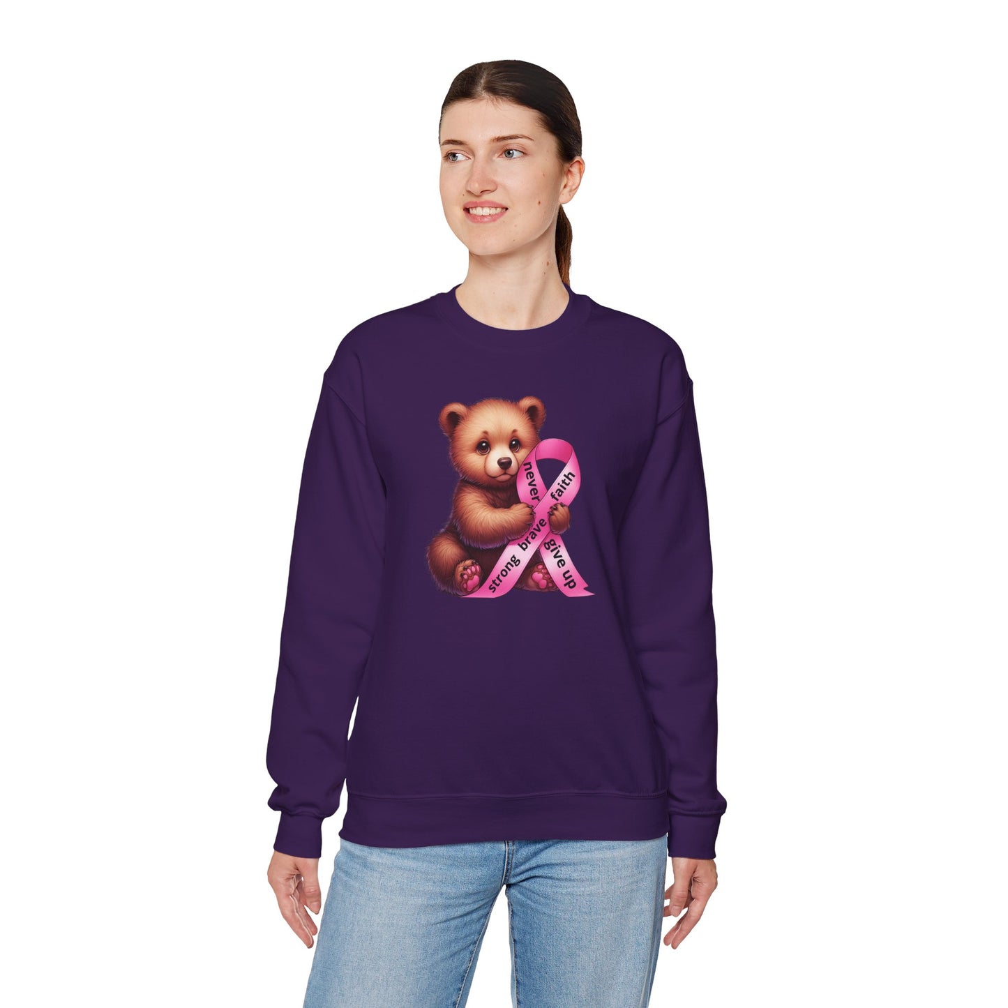 Cute Teddy Bear – Pink Ribbon Awareness Unisex Sweatshirt