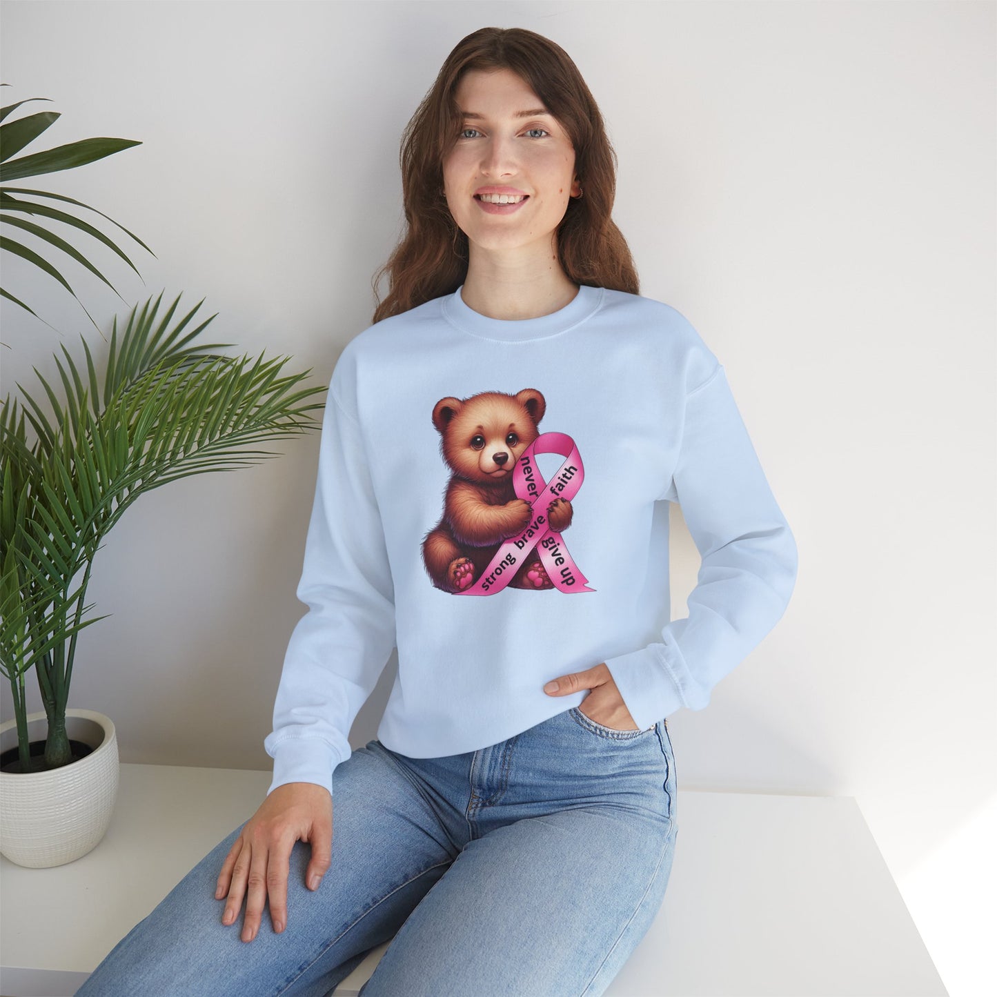 Cute Teddy Bear – Pink Ribbon Awareness Unisex Sweatshirt