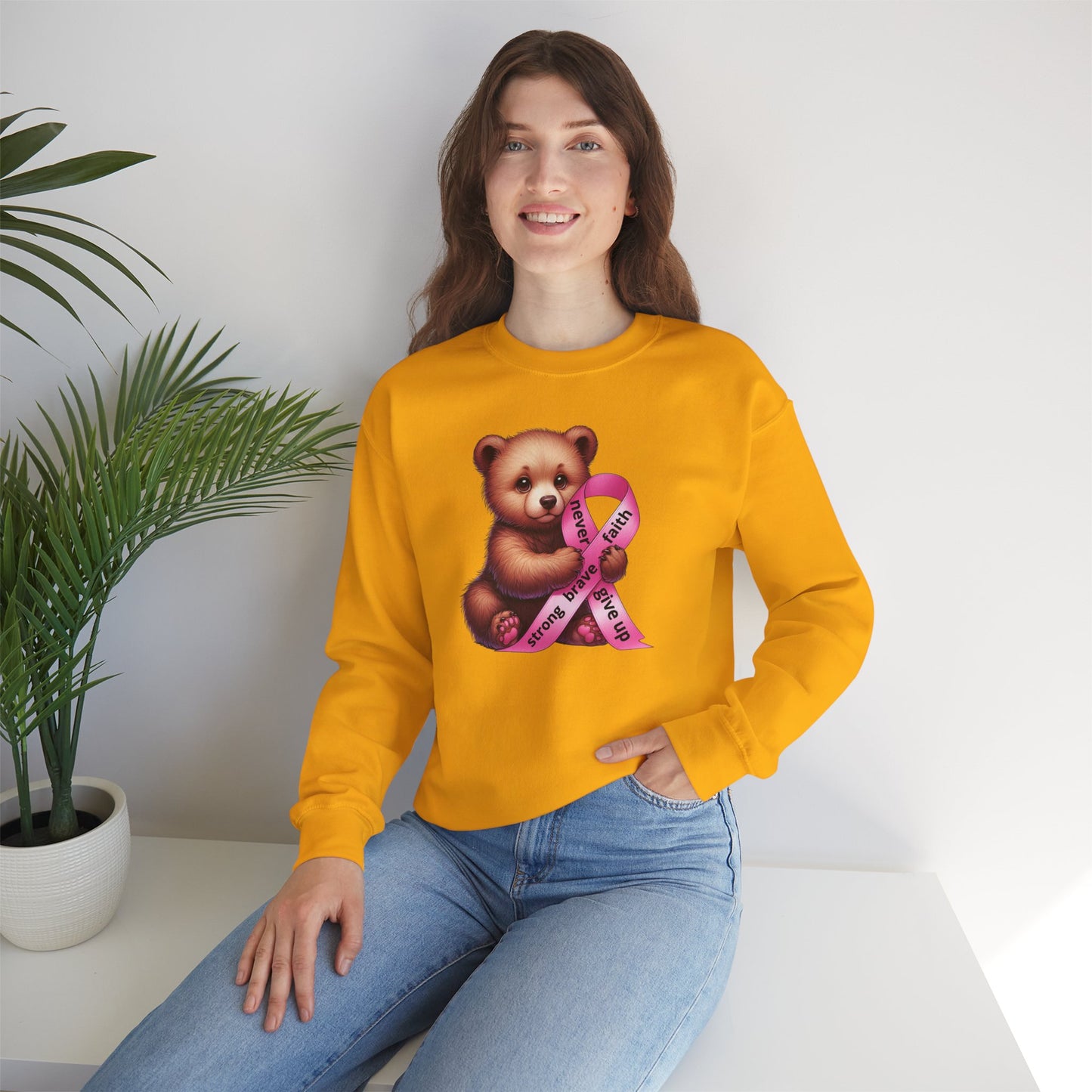 Cute Teddy Bear – Pink Ribbon Awareness Unisex Sweatshirt