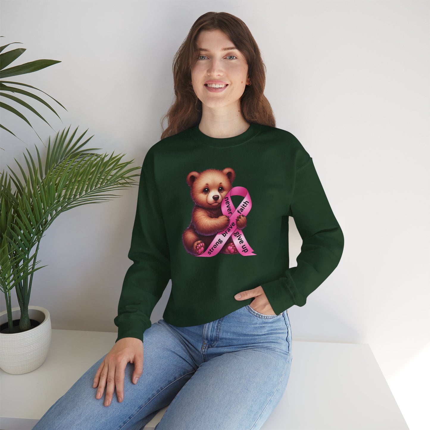 Cute Teddy Bear – Pink Ribbon Awareness Unisex Sweatshirt
