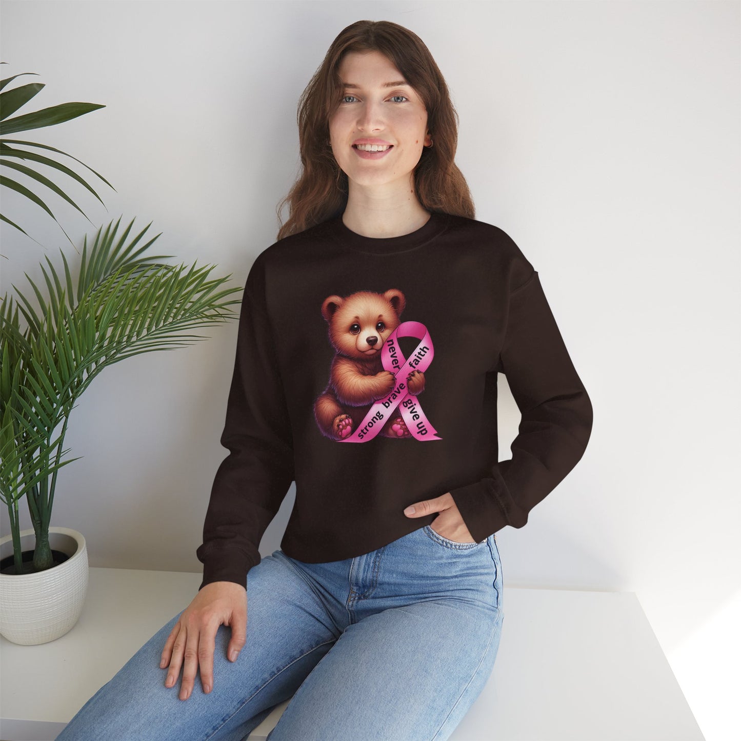 Cute Teddy Bear – Pink Ribbon Awareness Unisex Sweatshirt
