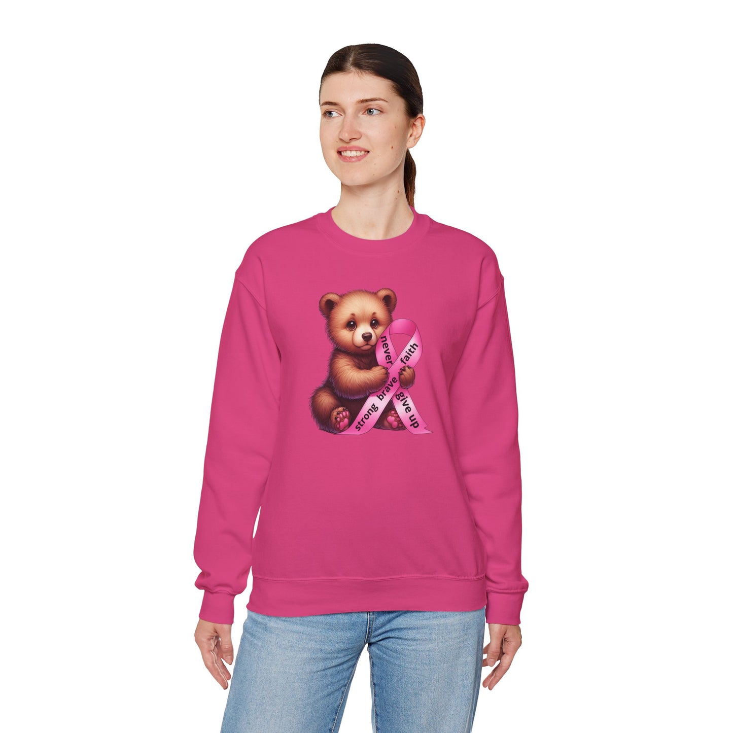 Cute Teddy Bear – Pink Ribbon Awareness Unisex Sweatshirt