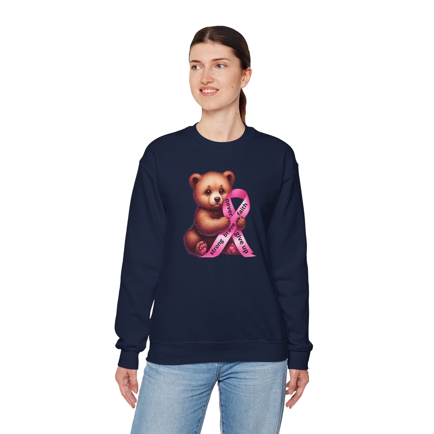 Cute Teddy Bear – Pink Ribbon Awareness Unisex Sweatshirt