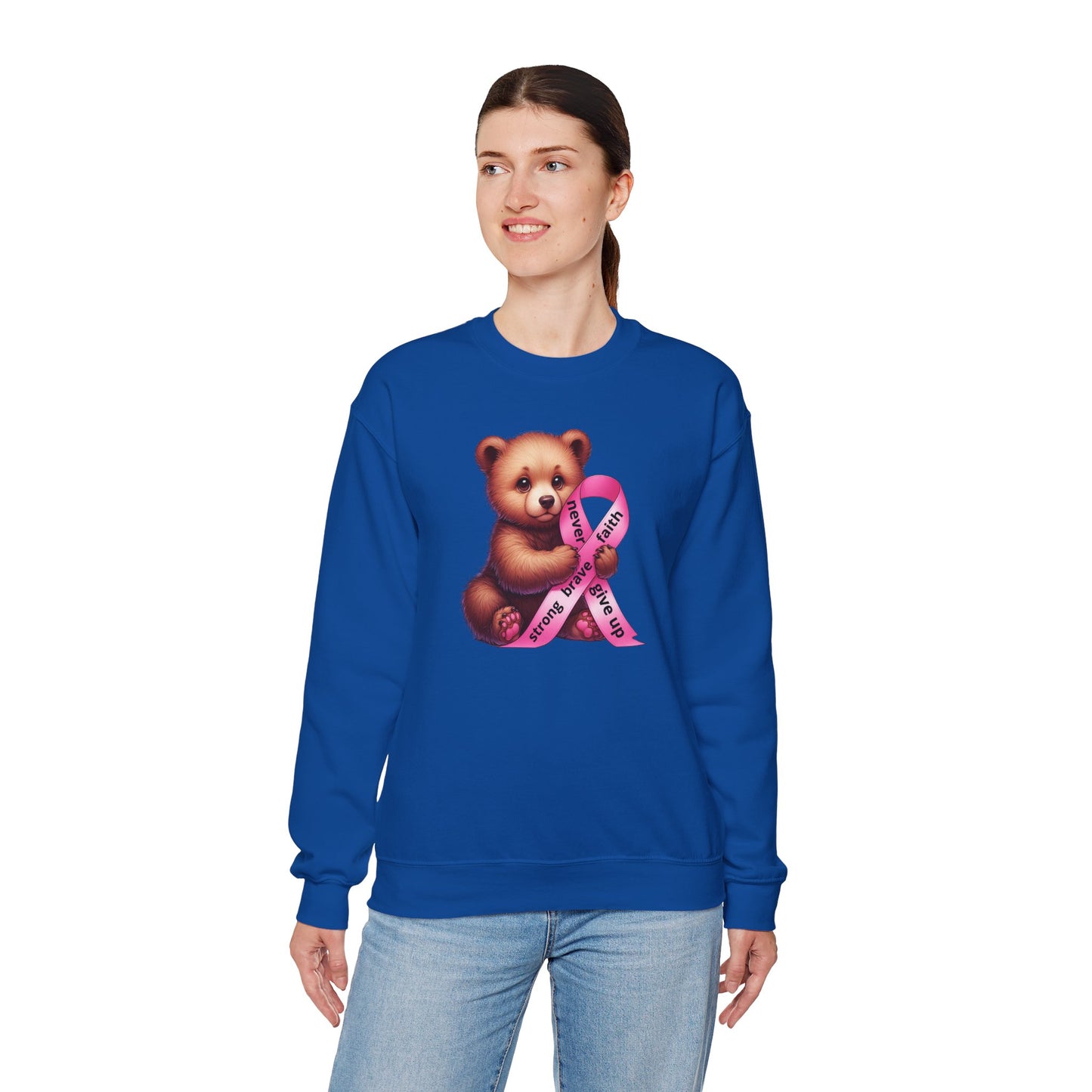Cute Teddy Bear – Pink Ribbon Awareness Unisex Sweatshirt