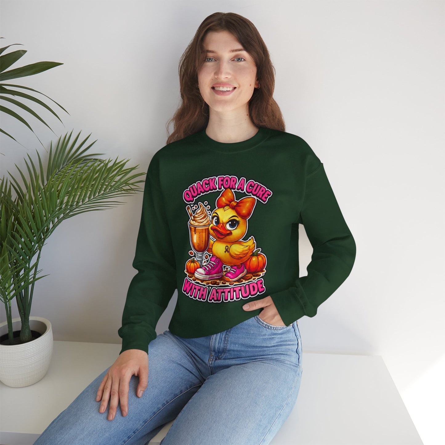 Quack for a Cure – Cute Duck Pink October Unisex Sweatshirt