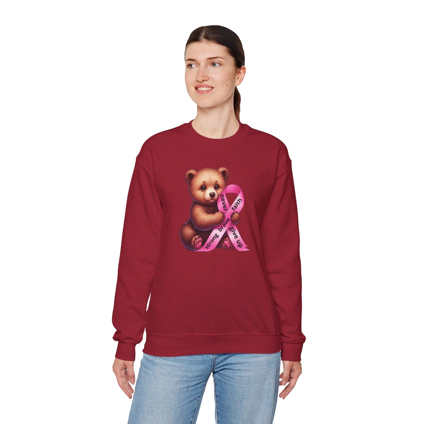 Cute Teddy Bear – Pink Ribbon Awareness Unisex Sweatshirt