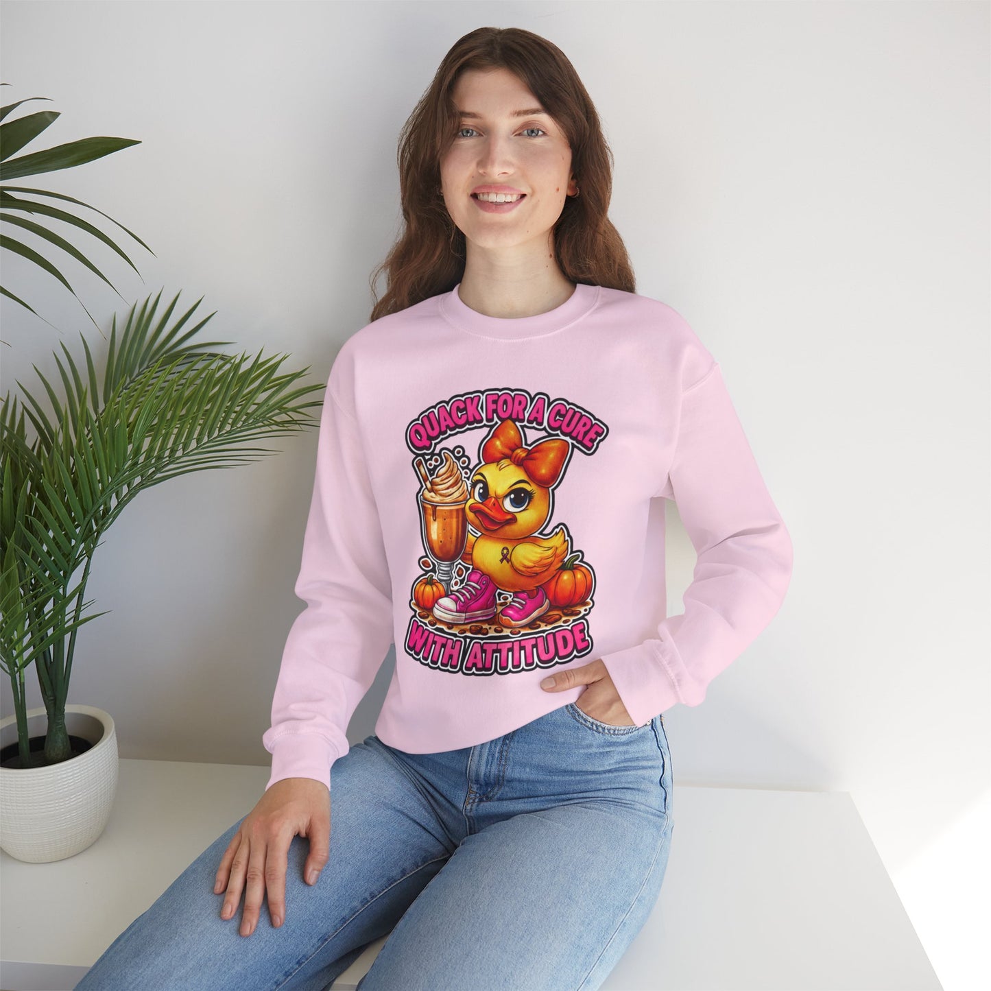 Quack for a Cure – Cute Duck Pink October Unisex Sweatshirt