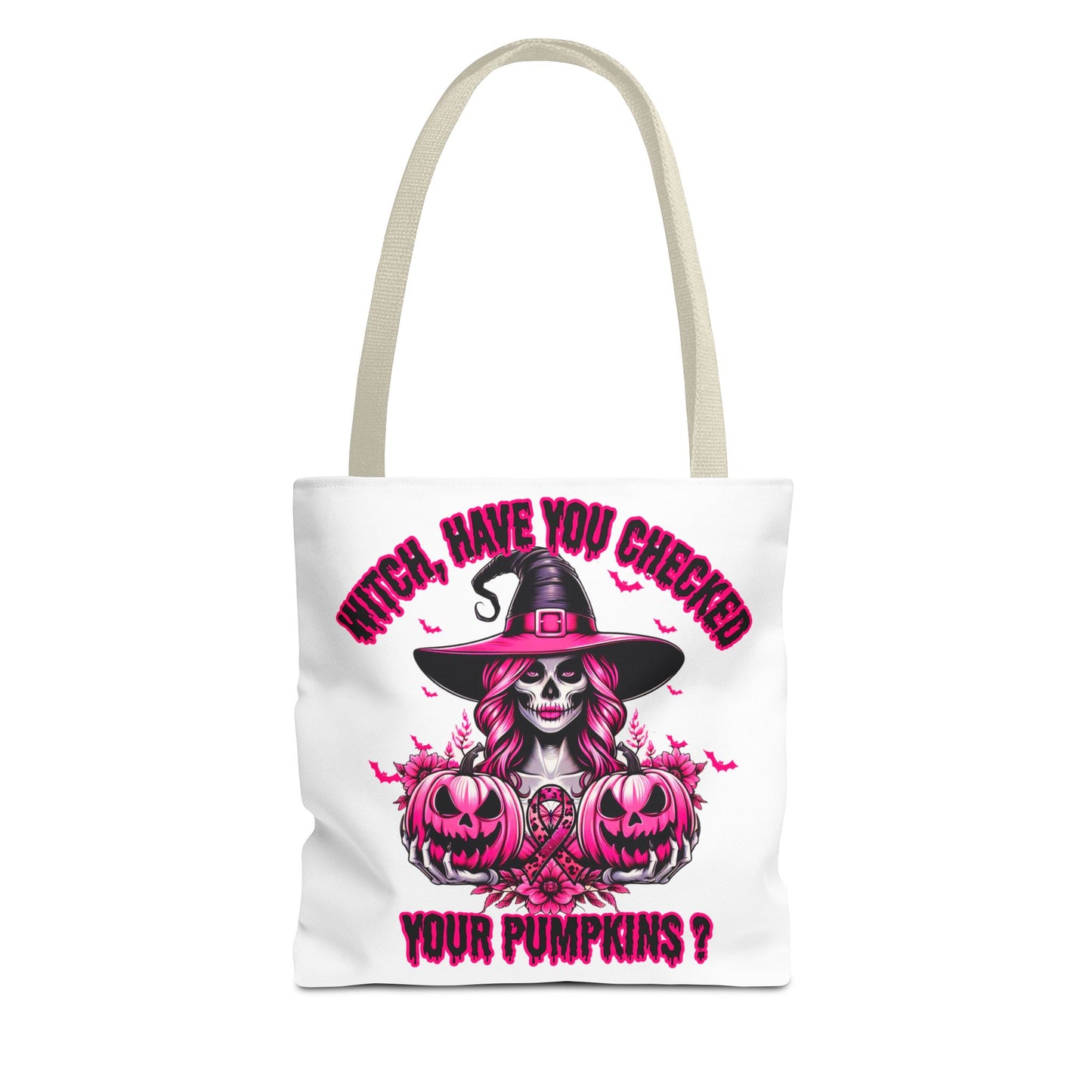 Pink Halloween & Witchy Ribbon | Double-sided Tote Bag