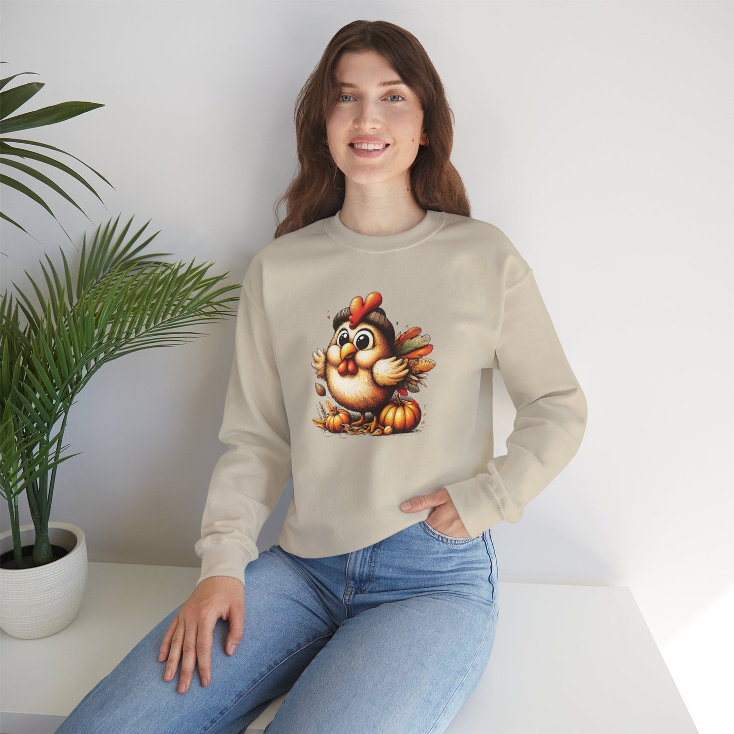 Cute Turkey Thanksgiving Sweatshirt – Cozy Fall Unisex Crewneck