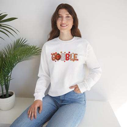 Gobble Thanksgiving Sweatshirt – Cute Fall Turkey Unisex Crewneck