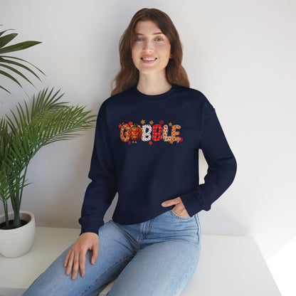 Gobble Thanksgiving Sweatshirt – Cute Fall Turkey Unisex Crewneck