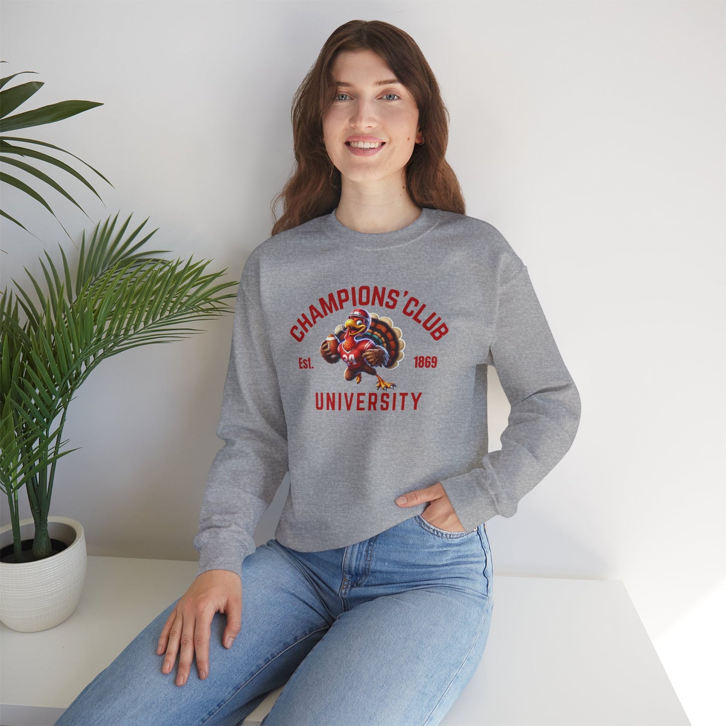 Champions' Club University Sweatshirt – Funny Turkey Football Unisex Crewneck