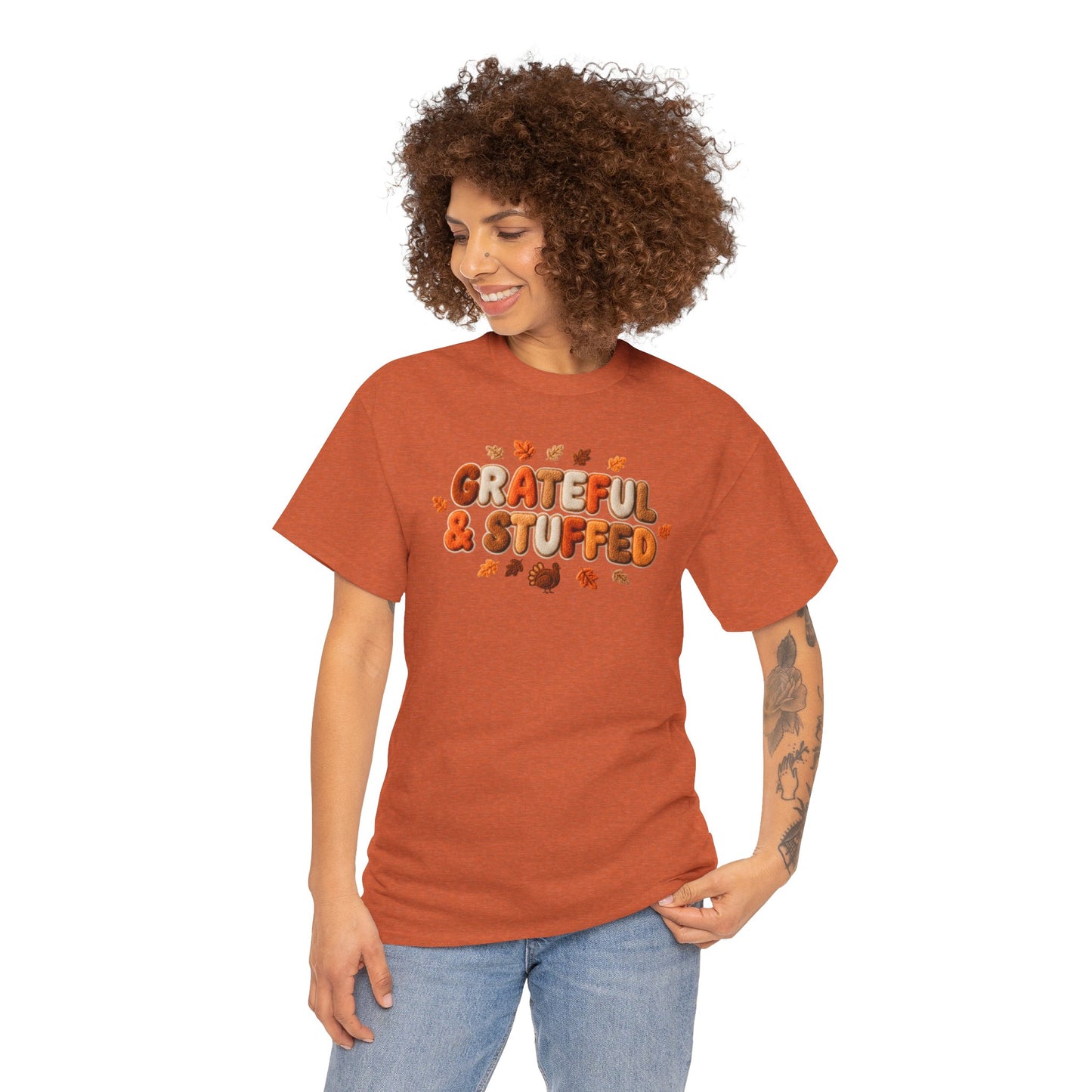 Grateful & Stuffed T-Shirt – Funny Thanksgiving Unisex Tee