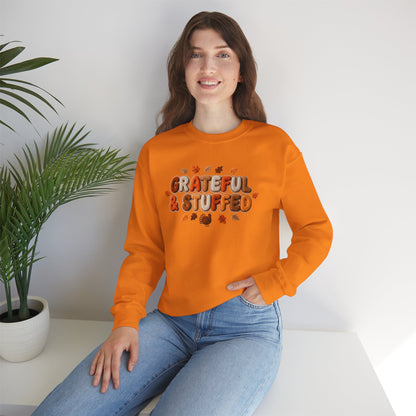 Grateful & Stuffed Thanksgiving Sweatshirt – Funny Fall Unisex Crewneck