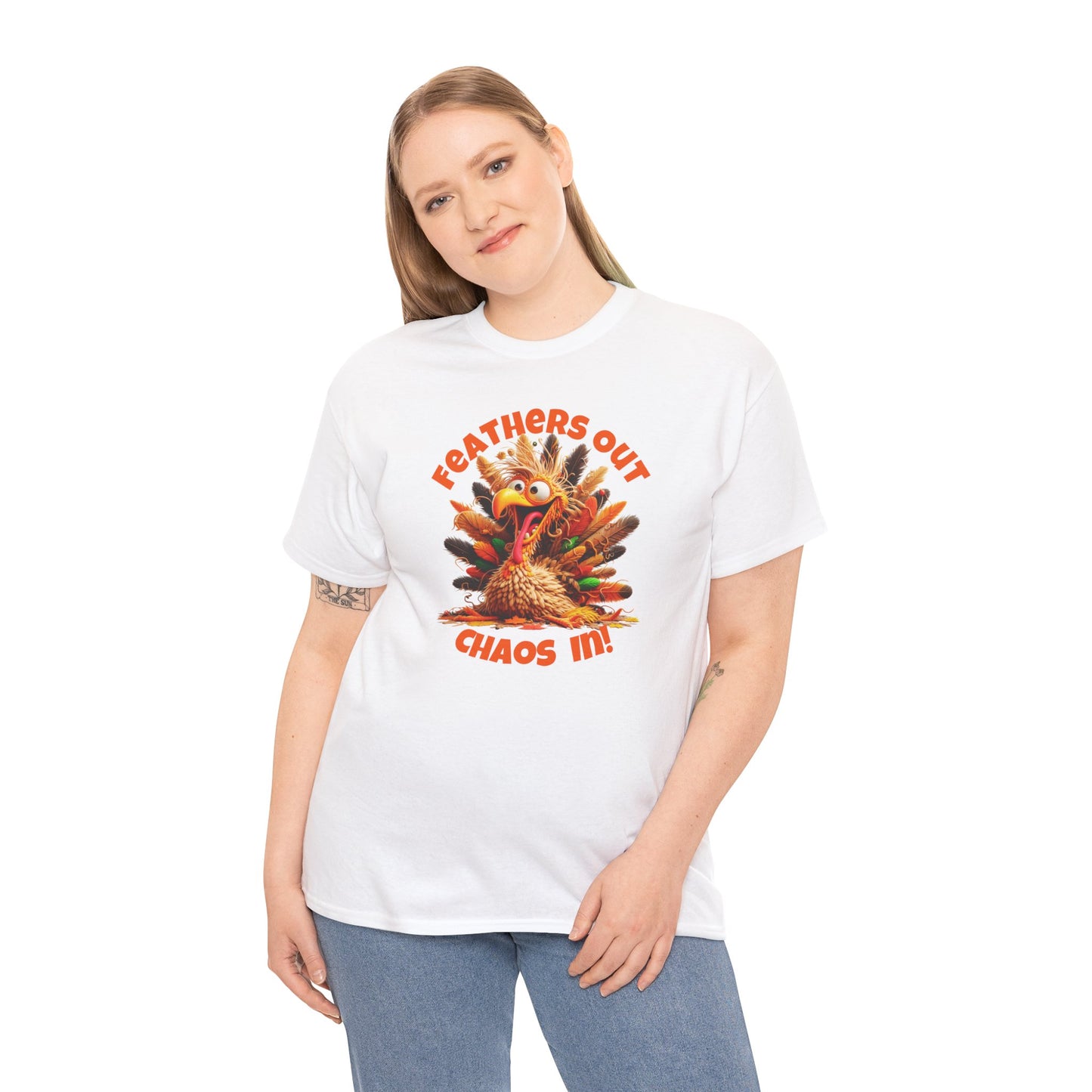 Feathers Out, Chaos In! – Funny Turkey Thanksgiving Unisex T-Shirt