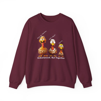 Unbalanced But Together Thanksgiving Sweatshirt – Funny Turkey Family Fall Crewneck