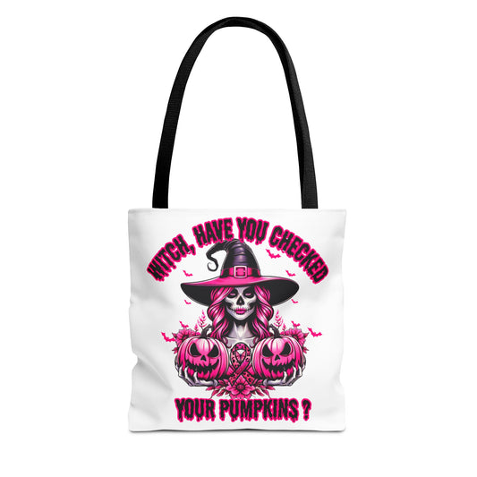 Pink Halloween & Witchy Ribbon | Double-sided Tote Bag