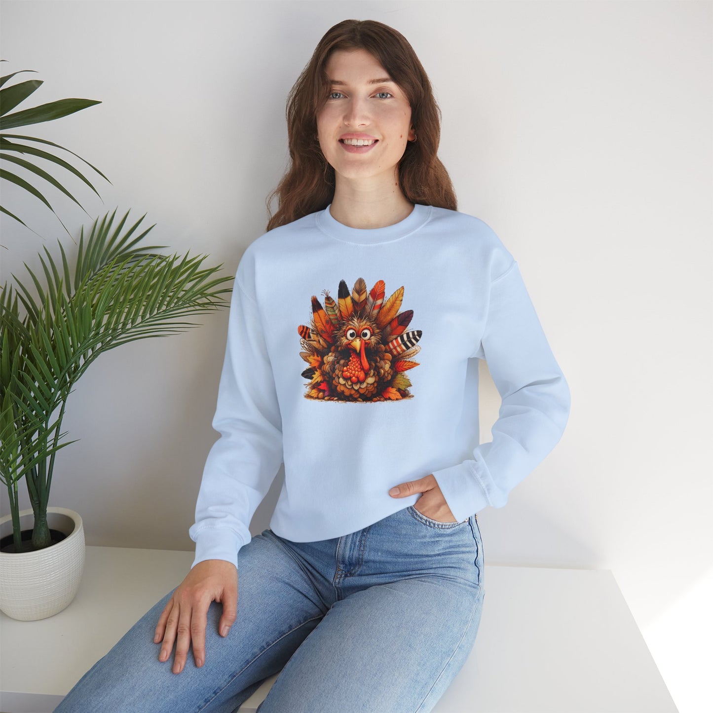 Classic Turkey Face Sweatshirt – Funny Thanksgiving Unisex Crewneck