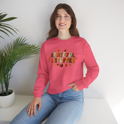 Grateful & Stuffed Thanksgiving Sweatshirt – Funny Fall Unisex Crewneck