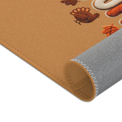 Grateful & Stuffed Thanksgiving Rug – Cozy Fall Home Decor | Pumpkin & Leaf Design