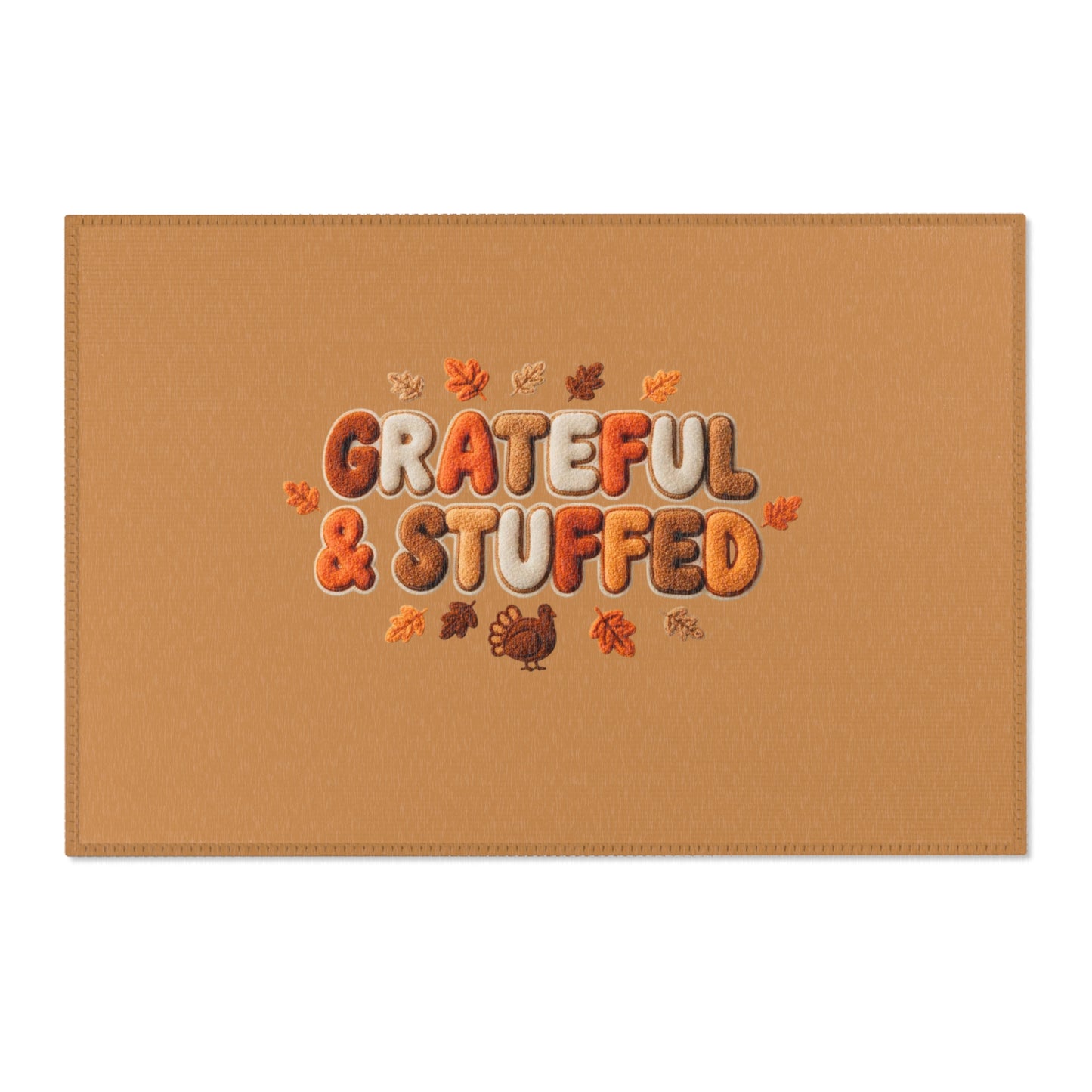 Grateful & Stuffed Thanksgiving Rug – Cozy Fall Home Decor | Pumpkin & Leaf Design