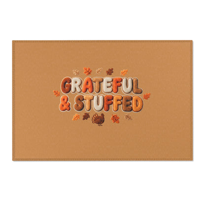 Grateful & Stuffed Thanksgiving Rug – Cozy Fall Home Decor | Pumpkin & Leaf Design
