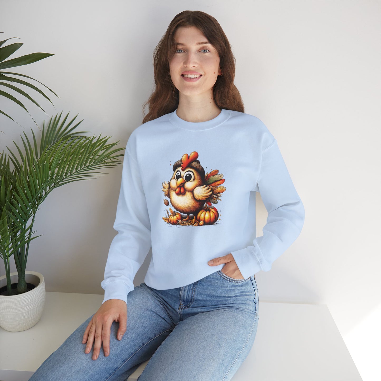 Cute Turkey Thanksgiving Sweatshirt – Cozy Fall Unisex Crewneck
