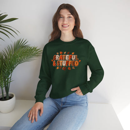 Grateful & Stuffed Thanksgiving Sweatshirt – Funny Fall Unisex Crewneck