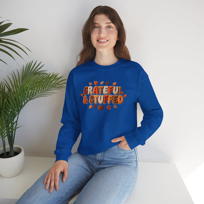 Grateful & Stuffed Thanksgiving Sweatshirt – Funny Fall Unisex Crewneck
