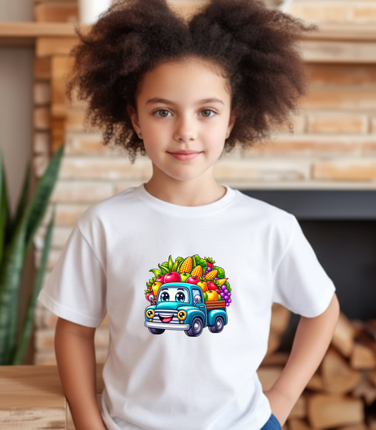 Fall Harvest Truck – Kids Cotton T-Shirt