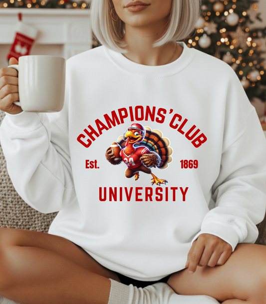 Champions' Club University Sweatshirt – Funny Turkey Football Unisex Crewneck