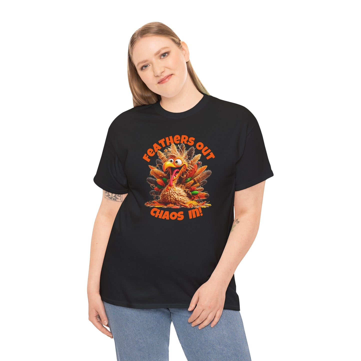 Feathers Out, Chaos In! – Funny Turkey Thanksgiving Unisex T-Shirt