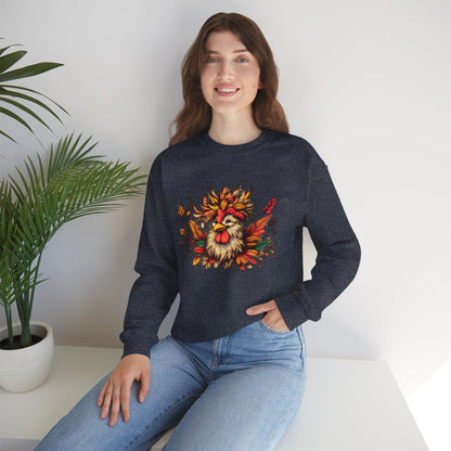 Rustic Fall Rooster Sweatshirt – Cozy Autumn Thanksgiving Unisex Crewneck