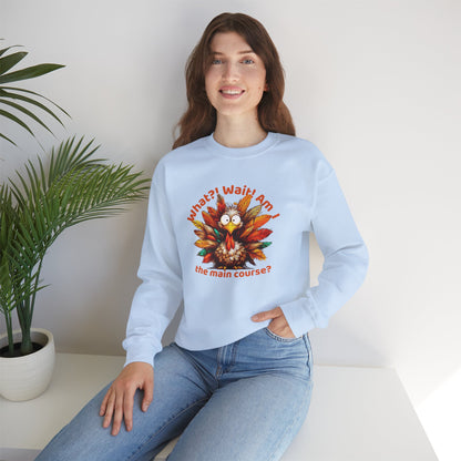 What?! Wait! Am I the Main Course? – Funny Turkey Thanksgiving Unisex Sweatshirt