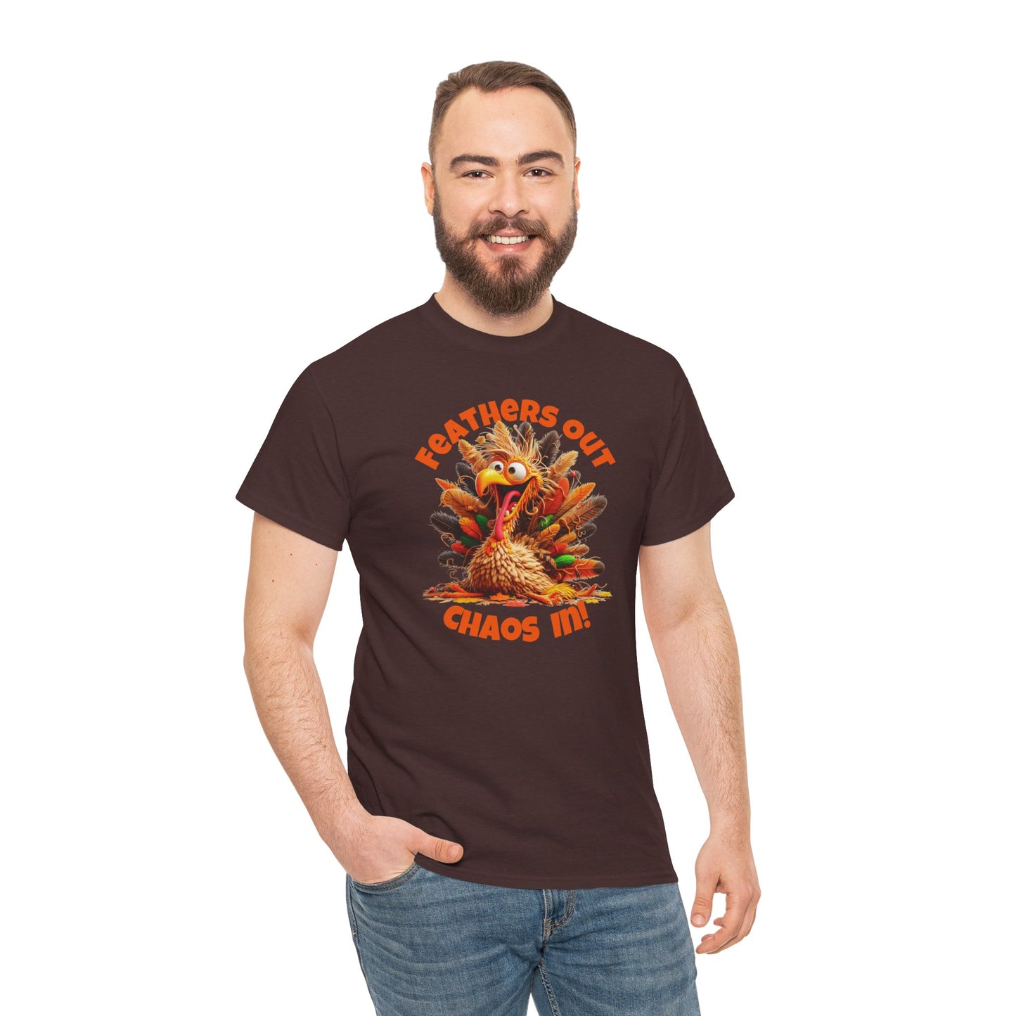 Feathers Out, Chaos In! – Funny Turkey Thanksgiving Unisex T-Shirt