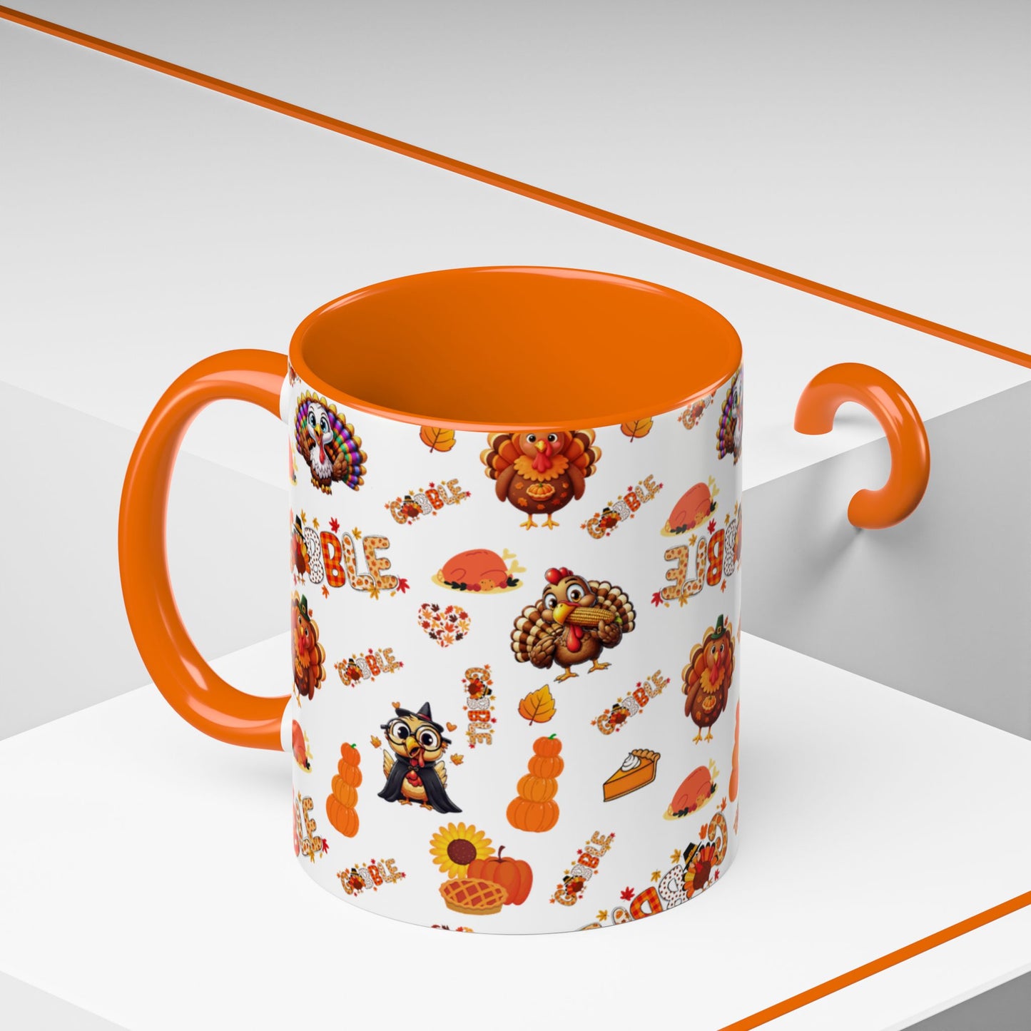 Thanksgiving Ceramic Mug ( 11 oz ) – Gobble Turkey Fall Coffee Cup | Hope & Agoua™