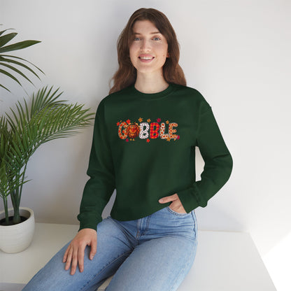 Gobble Thanksgiving Sweatshirt – Cute Fall Turkey Unisex Crewneck