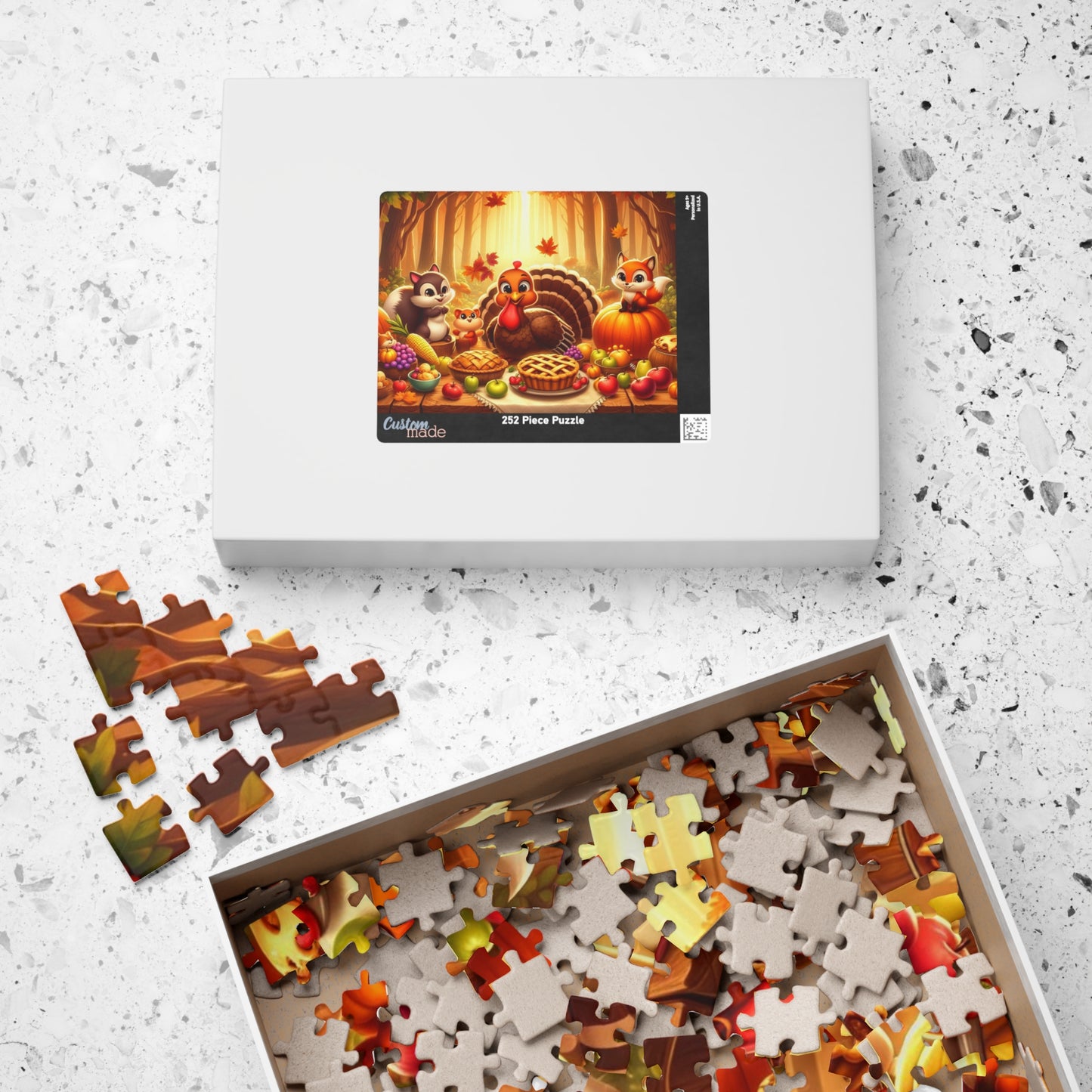 Thanksgiving Themed Puzzle ( 252 pcs ) – Cozy Fall Turkey Feast Design | Family Game Night by Hope & Agoua