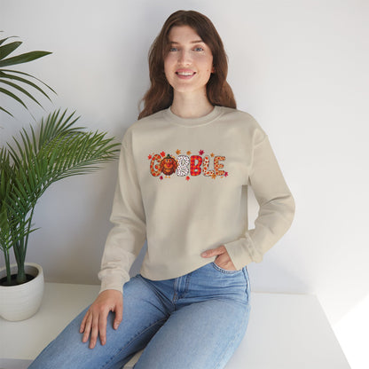 Gobble Thanksgiving Sweatshirt – Cute Fall Turkey Unisex Crewneck