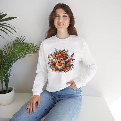 Rustic Fall Rooster Sweatshirt – Cozy Autumn Thanksgiving Unisex Crewneck