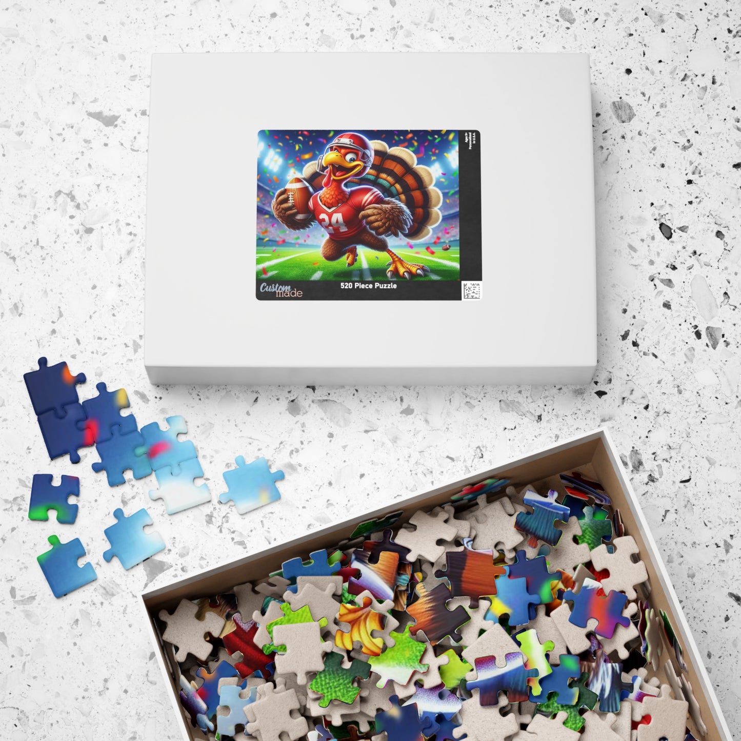 Thanksgiving Football Turkey Puzzle(  252, 520 PCS ) – Funny Fall Game for Family & Kids | Hope & Agoua