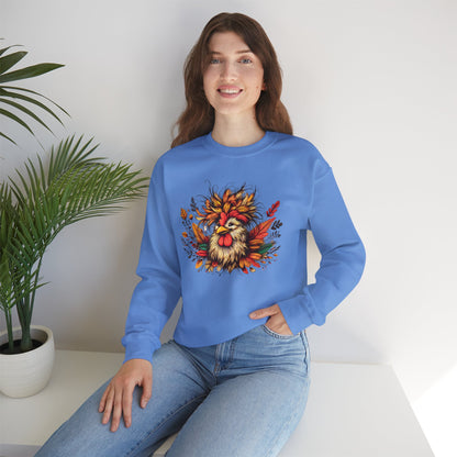 Rustic Fall Rooster Sweatshirt – Cozy Autumn Thanksgiving Unisex Crewneck