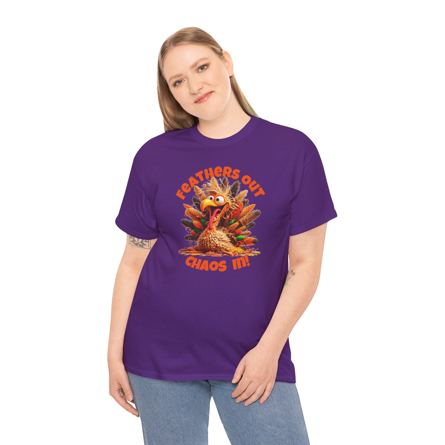 Feathers Out, Chaos In! – Funny Turkey Thanksgiving Unisex T-Shirt