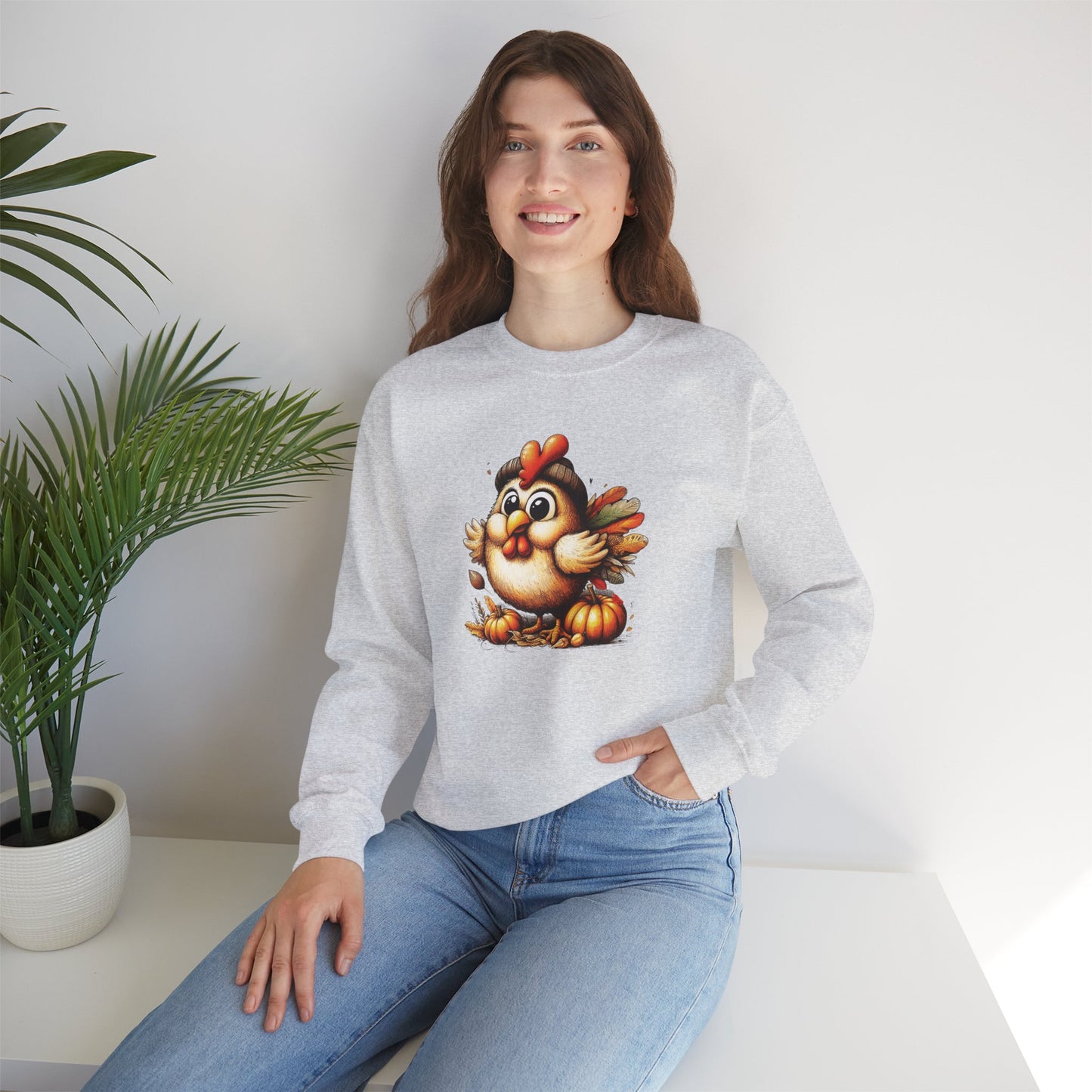 Cute Turkey Thanksgiving Sweatshirt – Cozy Fall Unisex Crewneck