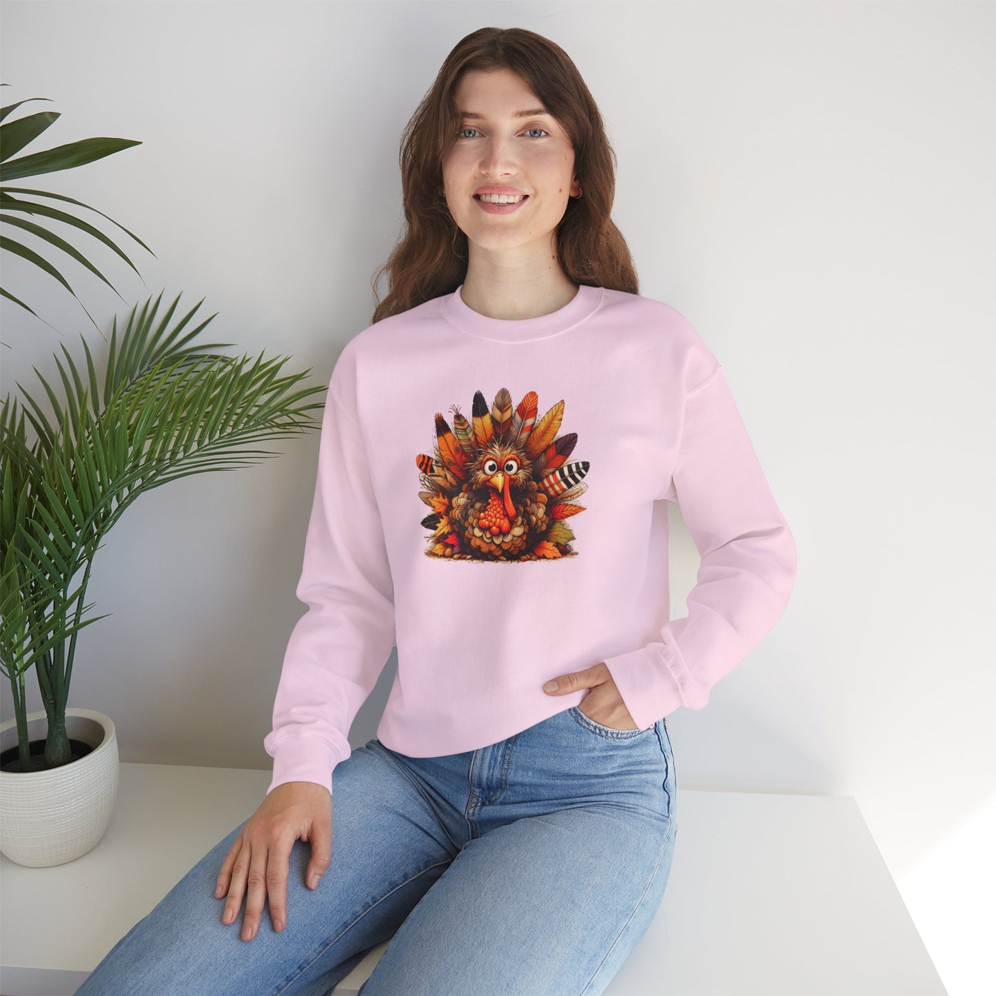 Classic Turkey Face Sweatshirt – Funny Thanksgiving Unisex Crewneck