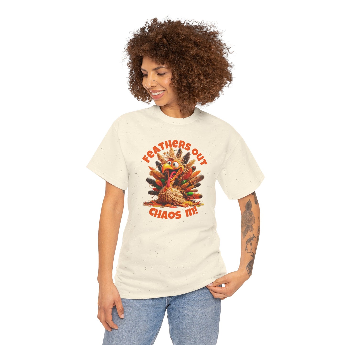 Feathers Out, Chaos In! – Funny Turkey Thanksgiving Unisex T-Shirt