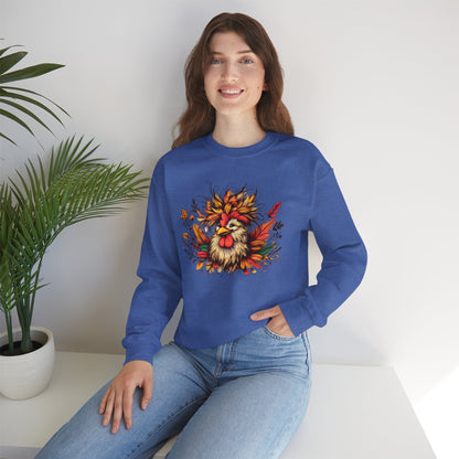 Rustic Fall Rooster Sweatshirt – Cozy Autumn Thanksgiving Unisex Crewneck