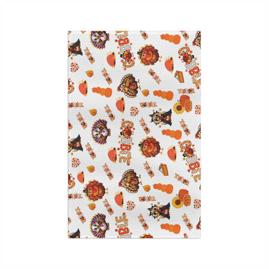 Thanksgiving Turkey Pattern Microfiber Tea Towel – Fall Kitchen Decor  | Hope & Agoua