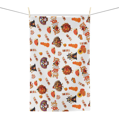 Thanksgiving Turkey Pattern Microfiber Tea Towel – Fall Kitchen Decor  | Hope & Agoua