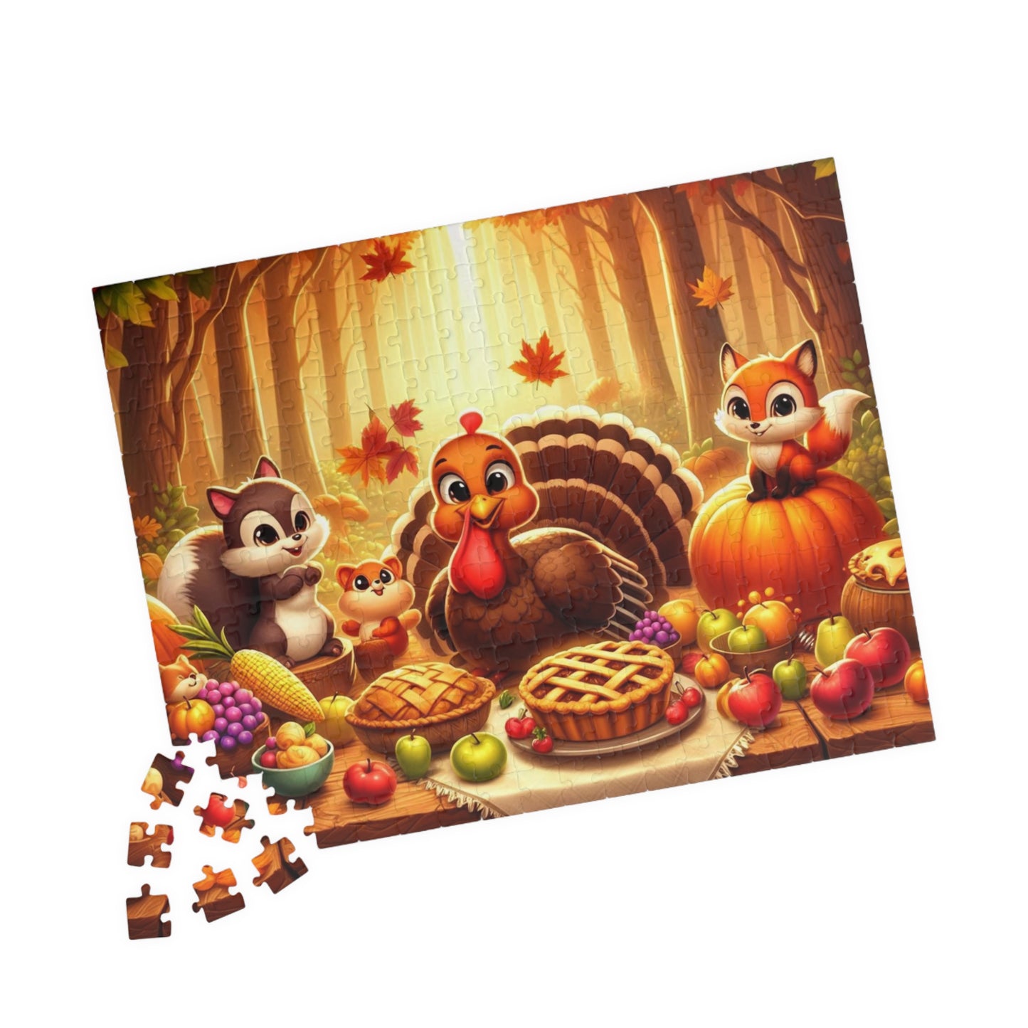 Thanksgiving Themed Puzzle ( 252 pcs ) – Cozy Fall Turkey Feast Design | Family Game Night by Hope & Agoua